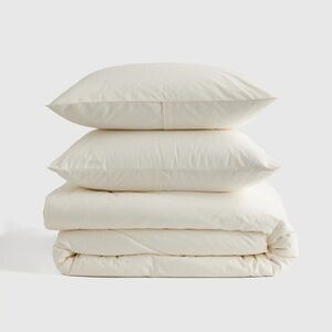 NWOT Quince Ivory Brushed Cotton Duvet Cover Set King/Cal King